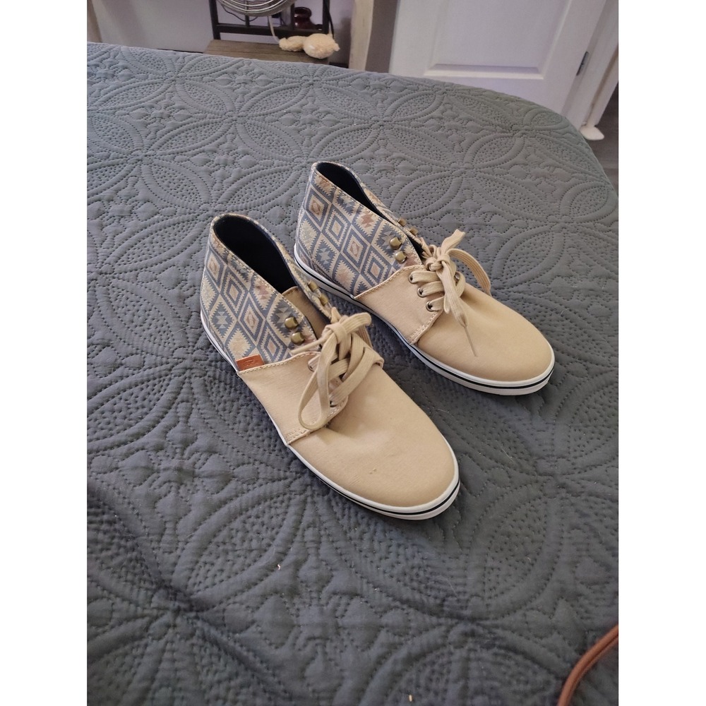 Vans Off‎ The Wall Tan Canvas Southwestern Geometric High Top Sneakers Womens 8
